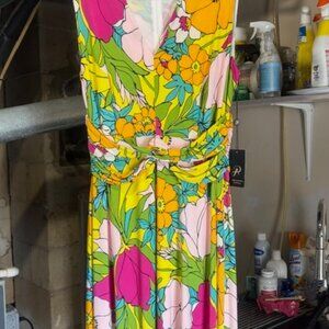 NEW, TAGGED "ADRIANNA PAPELL" 16W SLEEK, LINED FLORAL SUMMER DRESS